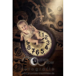 Babyfoto Kinderfoto Saar Pfalz Nostalgie Vintage Steampunk Uhr Uhrwerk MÃ¤dchen